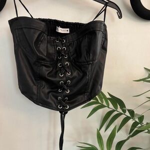Zara Black Leather Detail Top